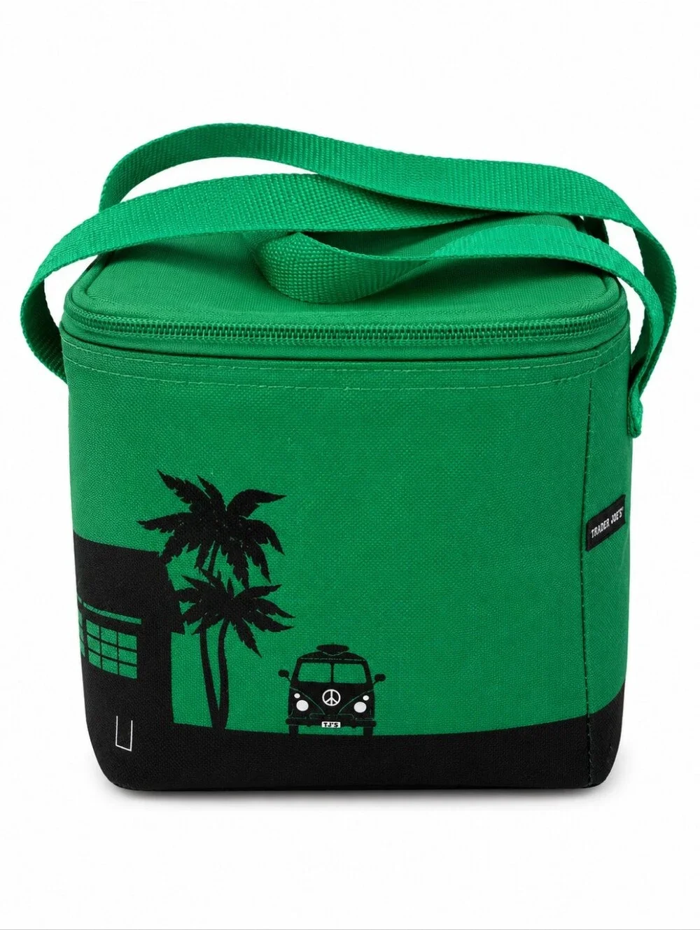 Trader Joe's Large Insulated Lunch Bag Green Palm Tree Cooler Tote